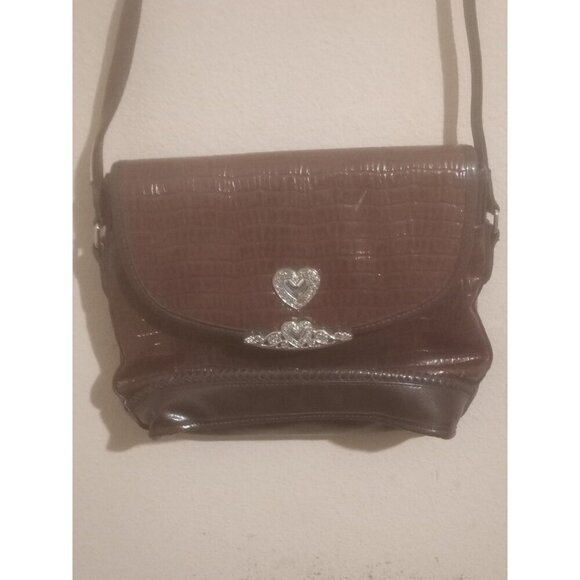 Brighton Handbags - Brighton Brown Pebbles Leather and Brown Croc-Embossed Leather Shoulder Bag